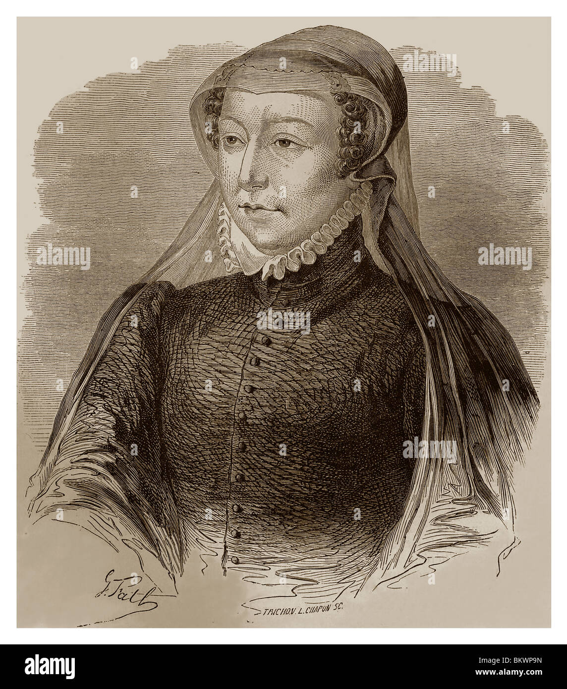 Vejez de Catalina de Médicis (1519-1589): Reina Consorte de Francia desde 1547 a 1559. Foto de stock