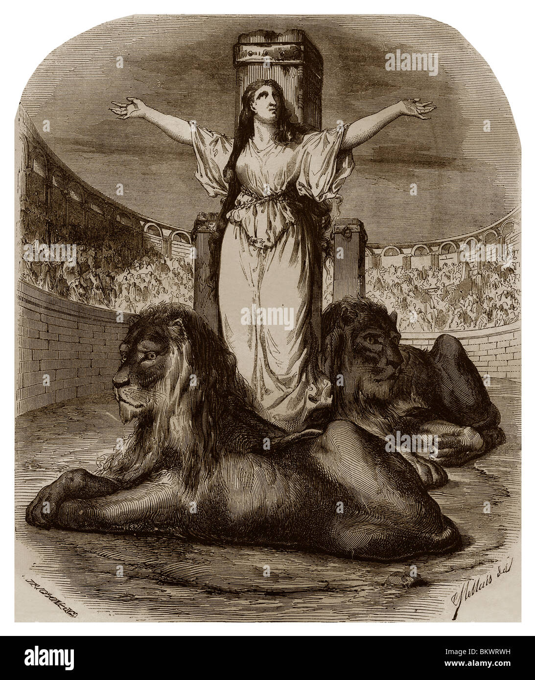 Santa Blandina (Blandine) de Lyon: Cristiana de la Iglesia de Esmirna, que sufrieron el martirio en el verano de 177. Foto de stock
