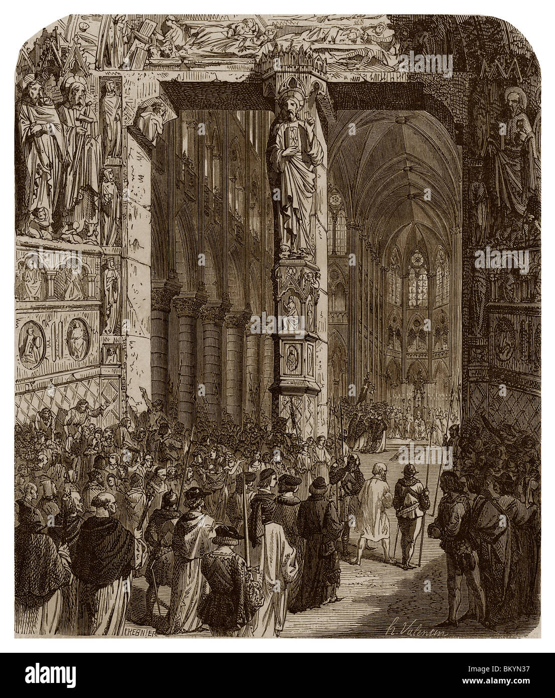 El 12 de abril de 1229, el conde Raymond VII de Toulouse juró en la iglesia Notre Dame de París en el futuro para ser fieles a la Iglesia. Foto de stock