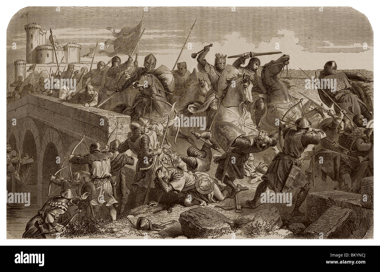 En julio de 1242, la batalla de Taillebourg. Foto de stock