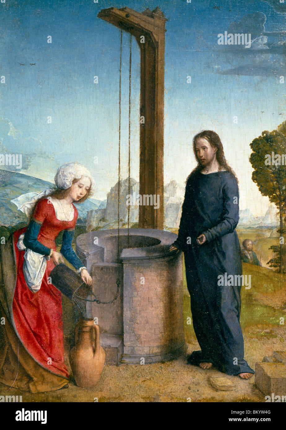 Cristo y la Samaritana de Juan de Flandes, (1496-1519), París, Musée du Louvre Foto de stock