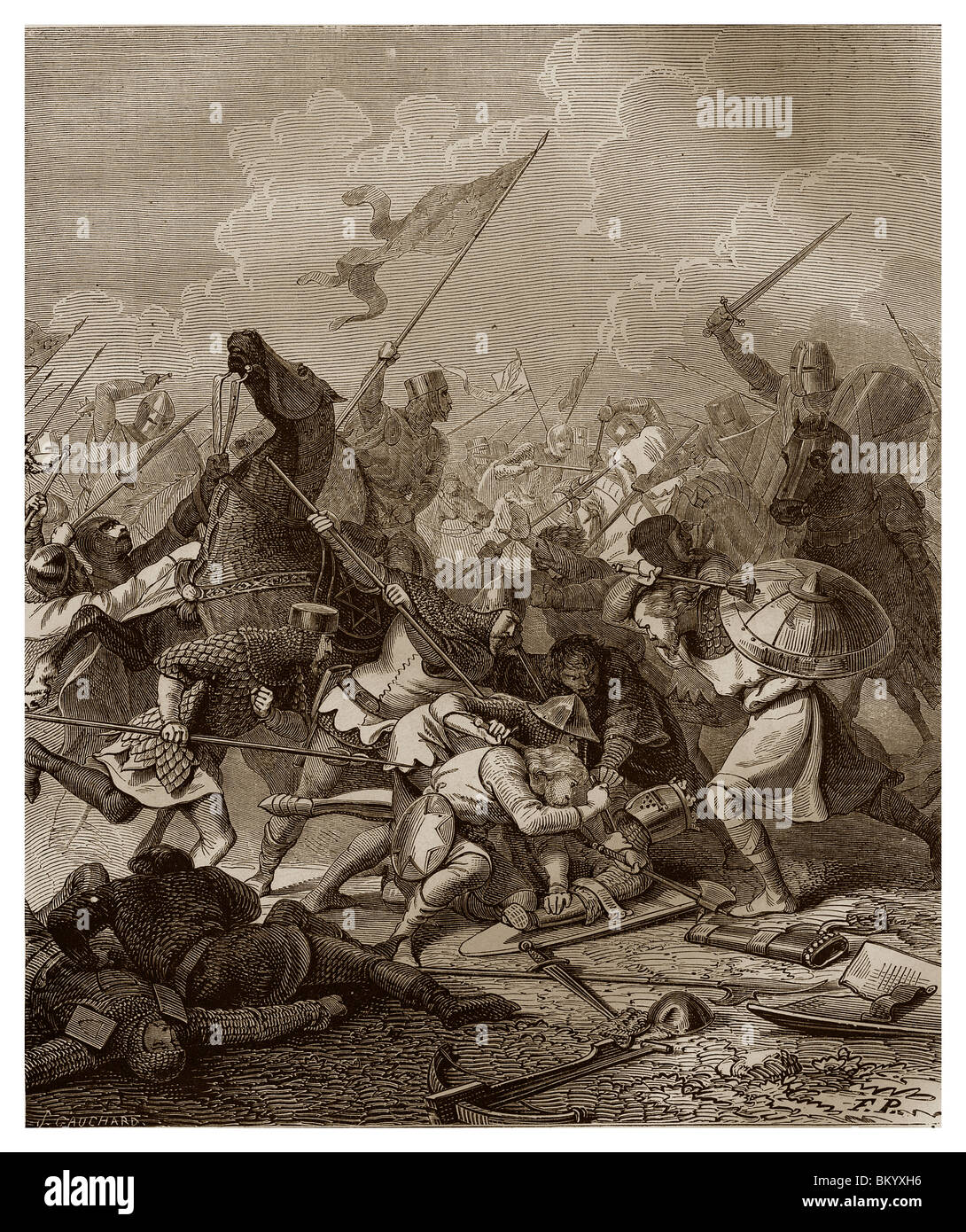El 27 de julio de 1214, la Batalla de Bouvines. Foto de stock