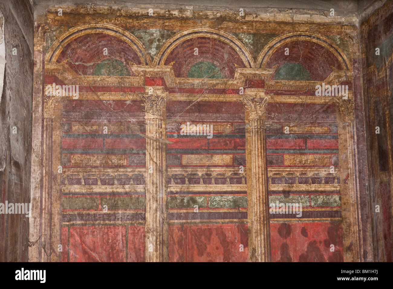 Fresco de la Villa dei Misteri, Sitio del Patrimonio Mundial de la UNESCO, Pompeya, Nápoles, Campania, Italia, Europa Foto de stock