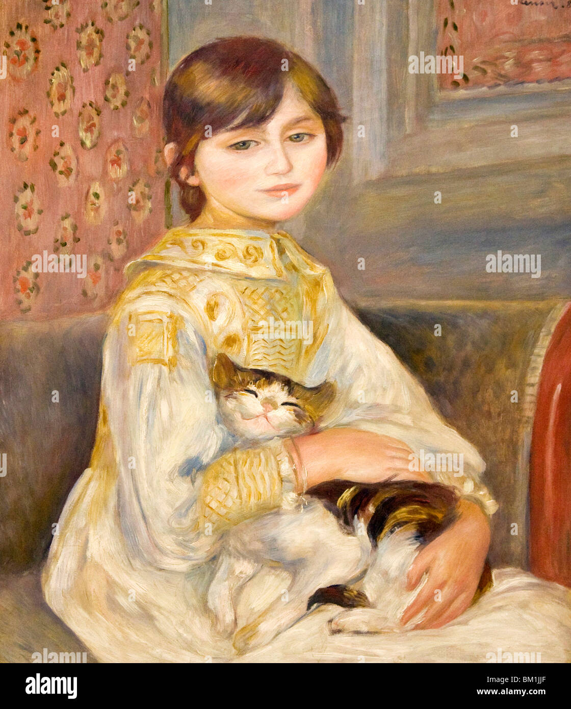 Pierre Auguste Renoir hijo con Cat Julie Manet 1887 DOrsay Musee D'Orsay Museo y Galería de Arte de París Francia Europa UE Foto de stock