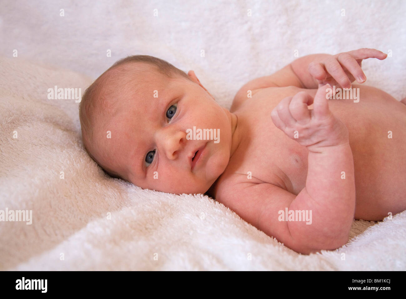 Bebé recién nacido caucásico inglés hembra blanca niña hermosa neonato Foto de stock