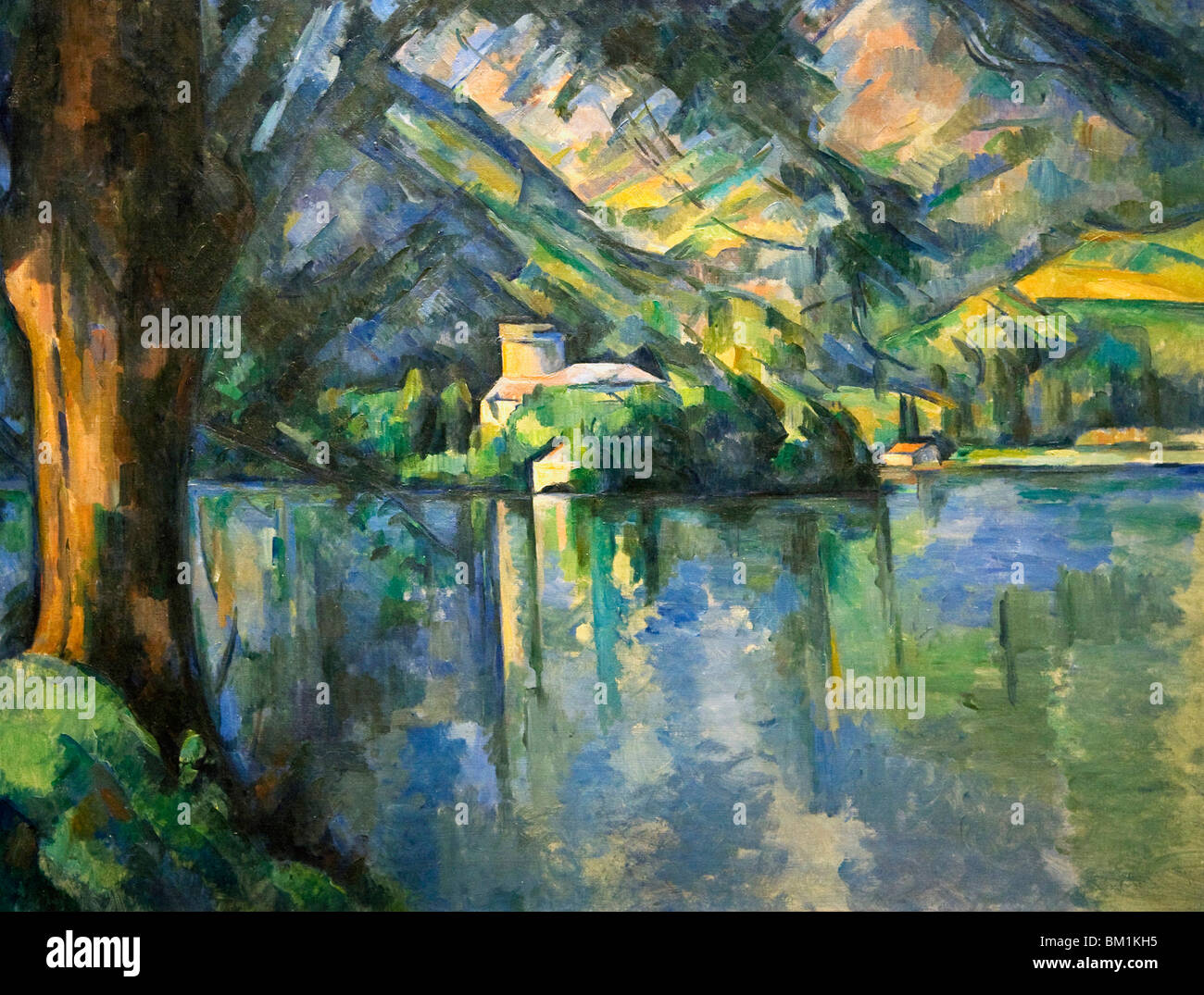 Lac DAnnecy pintado por Paul Cezanne oleo sobre lienzo 1896 Courtauld Gallery interior Somerset House de Londres, Inglaterra Foto de stock