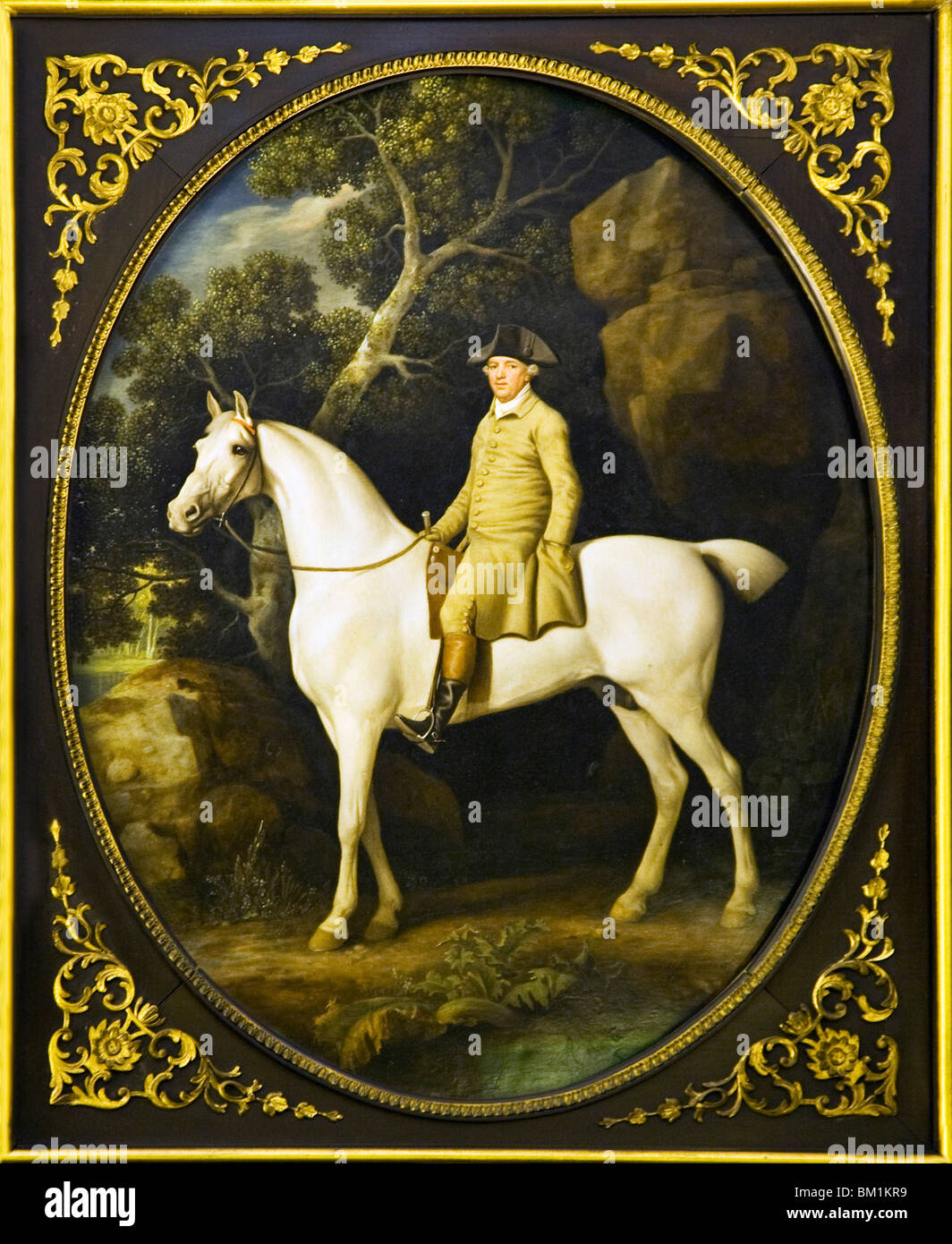 George Stubbs autorretrato 1782 Esmalte sobre wedgwood earthenwear de placa en el interior de la galería de Lady Lever en Port Sunlight modelo Foto de stock