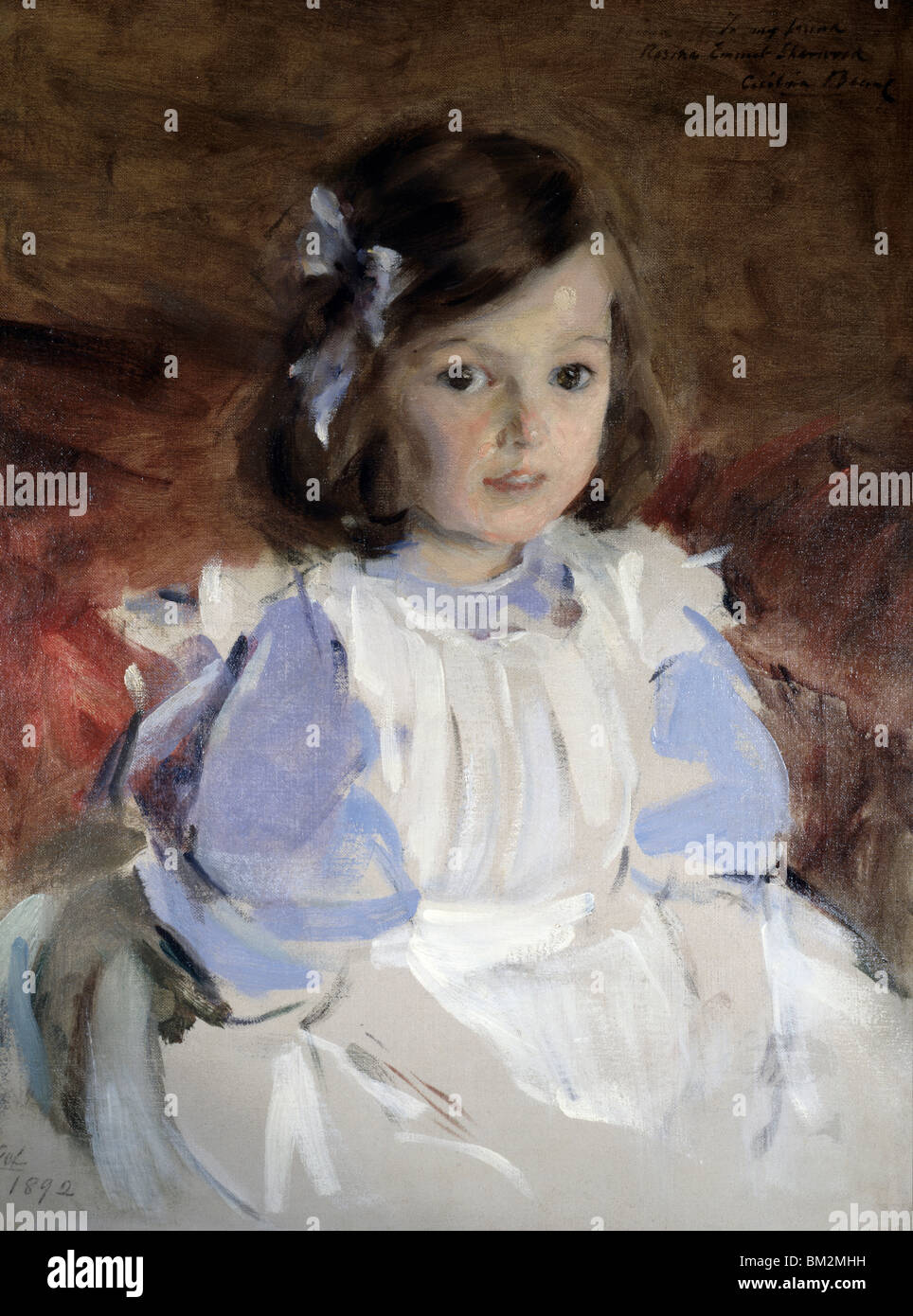 Mi pequeño amigo por Cecilia Beaux, óleo, 1892, (1855-1942), ESTADOS UNIDOS, Pennsylvania, Philadelphia, David David Gallery Foto de stock