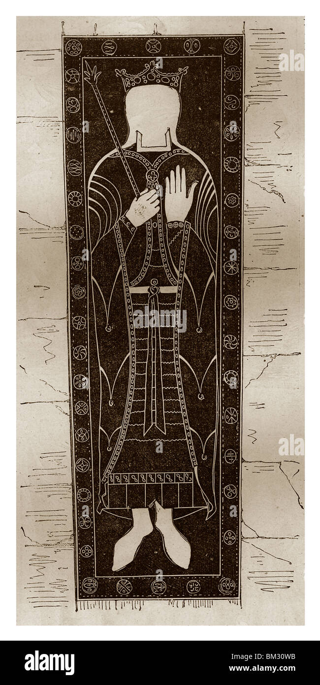Tumba de Fredegund cuyo la losa funeraria que recuperó su tumba, fue transportado a la basílica de Saint-Denis. Foto de stock