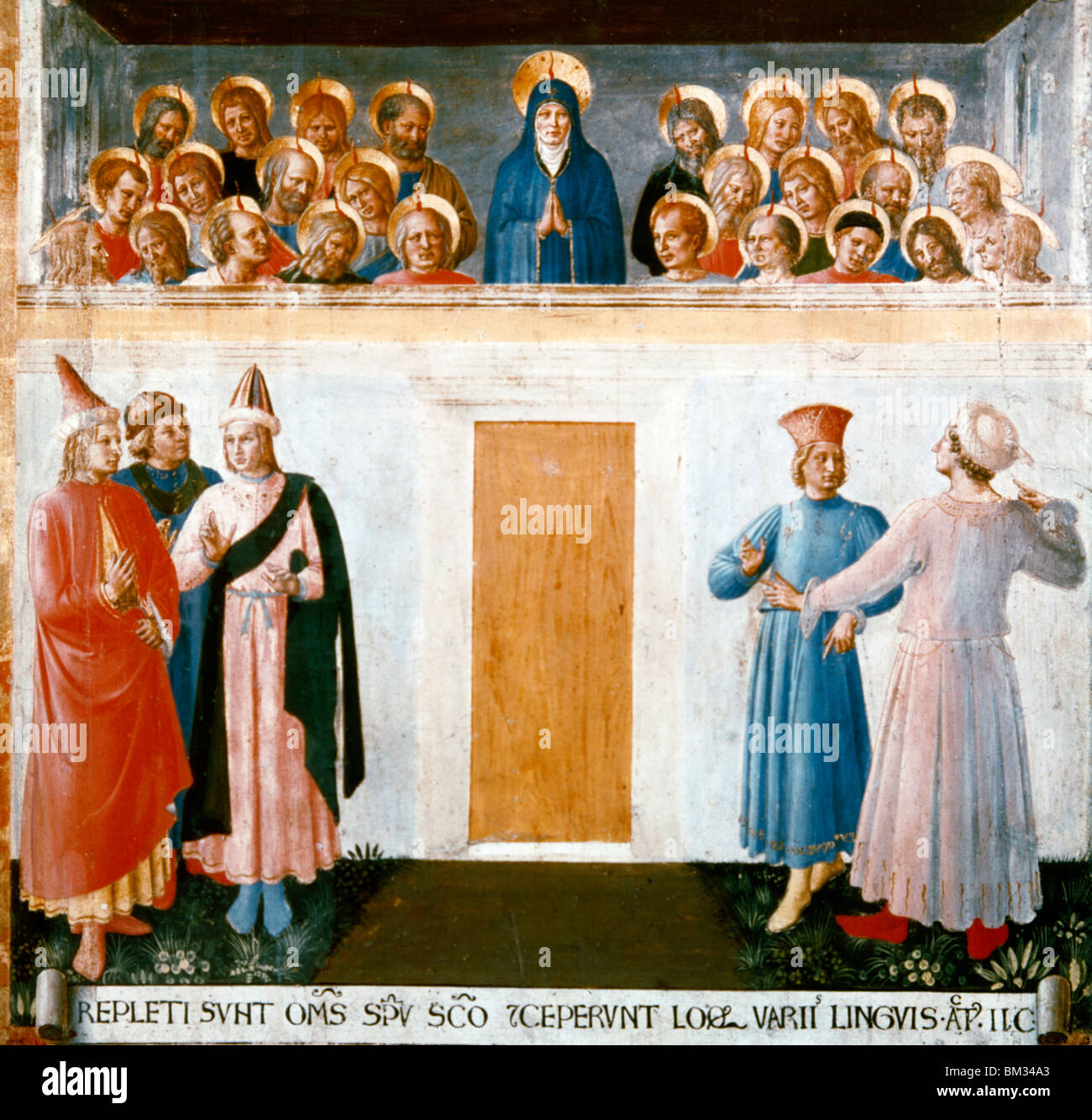 El descenso del Espíritu Santo por Fra Angelico, (ca.1395-1455) Foto de stock