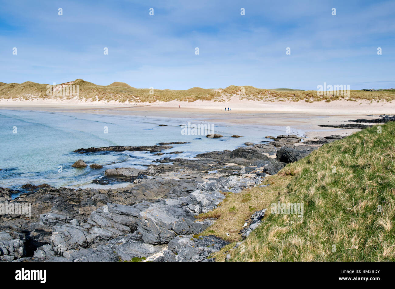 Hermosas playas de arena y la bahía de Balnakeil Bay, Durness, Sutherland en Escocia Foto de stock