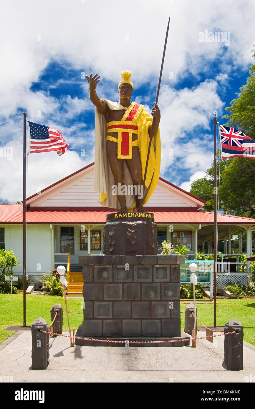La estatua del rey Kamehameha, Kapa'au, Kahola, Big Island, Hawaii, EE.UU. Foto de stock