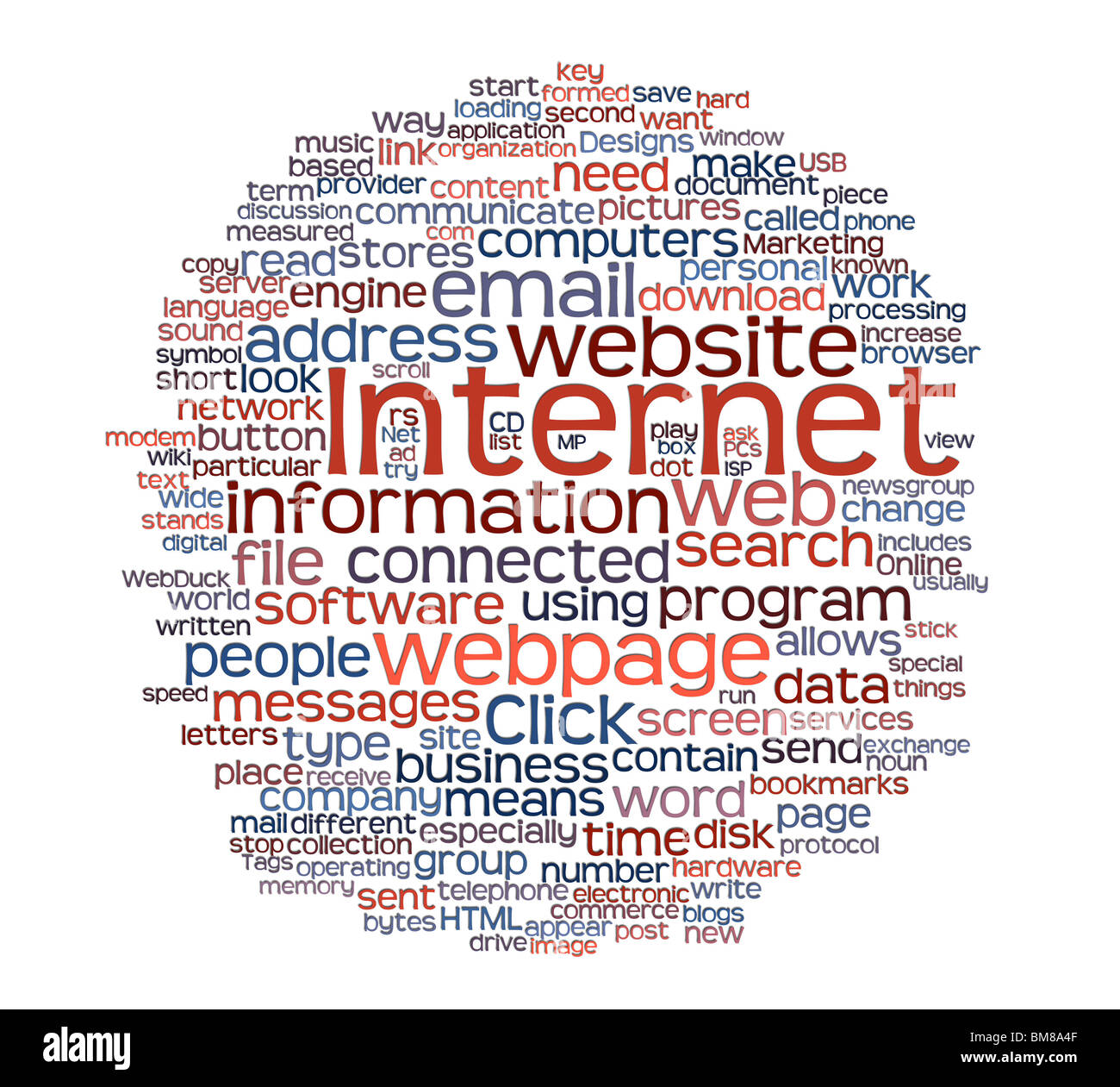 Internet y la página web tag o palabra cloud Foto de stock
