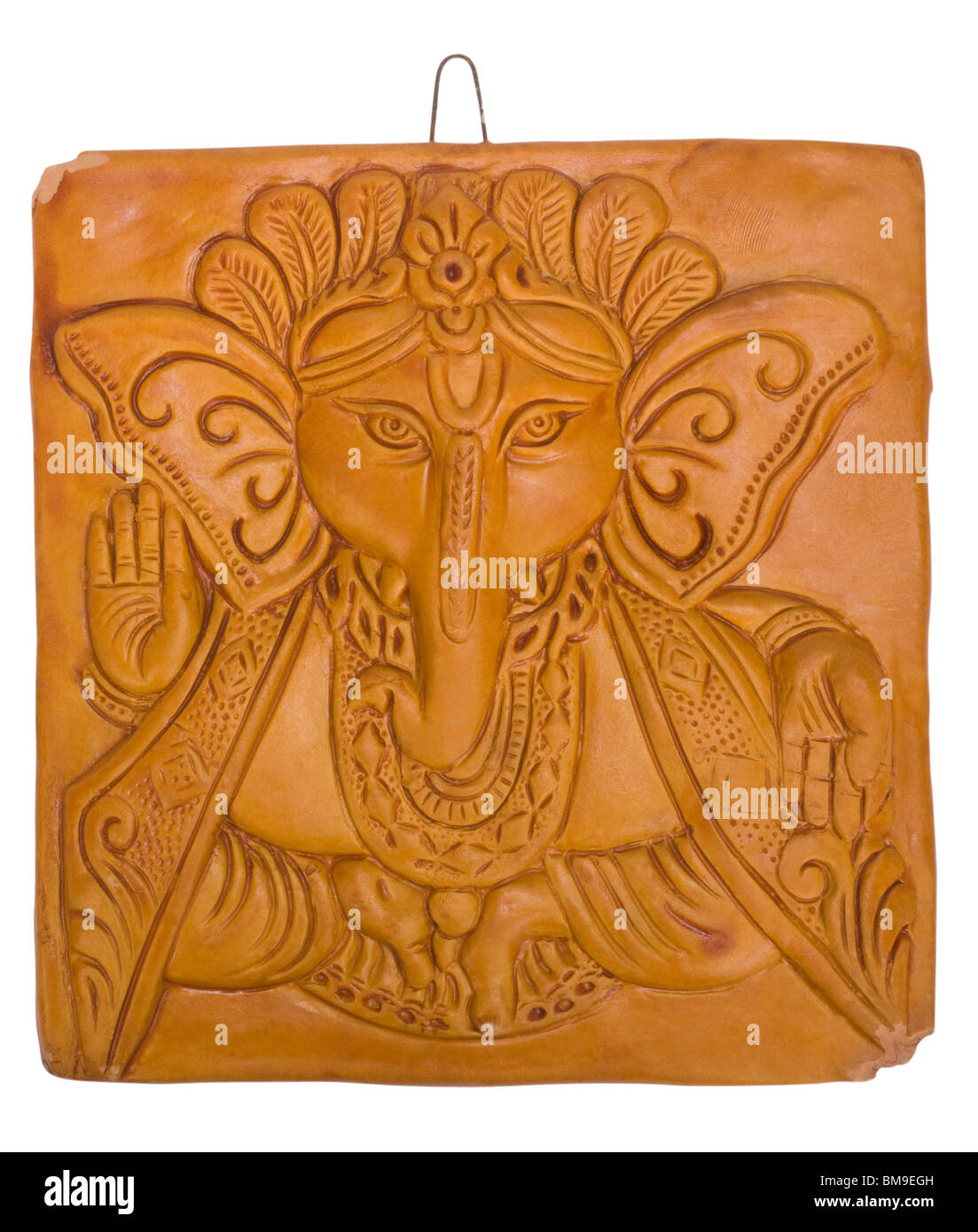 El Señor Ganesha grabado sobre un bloque de madera Foto de stock