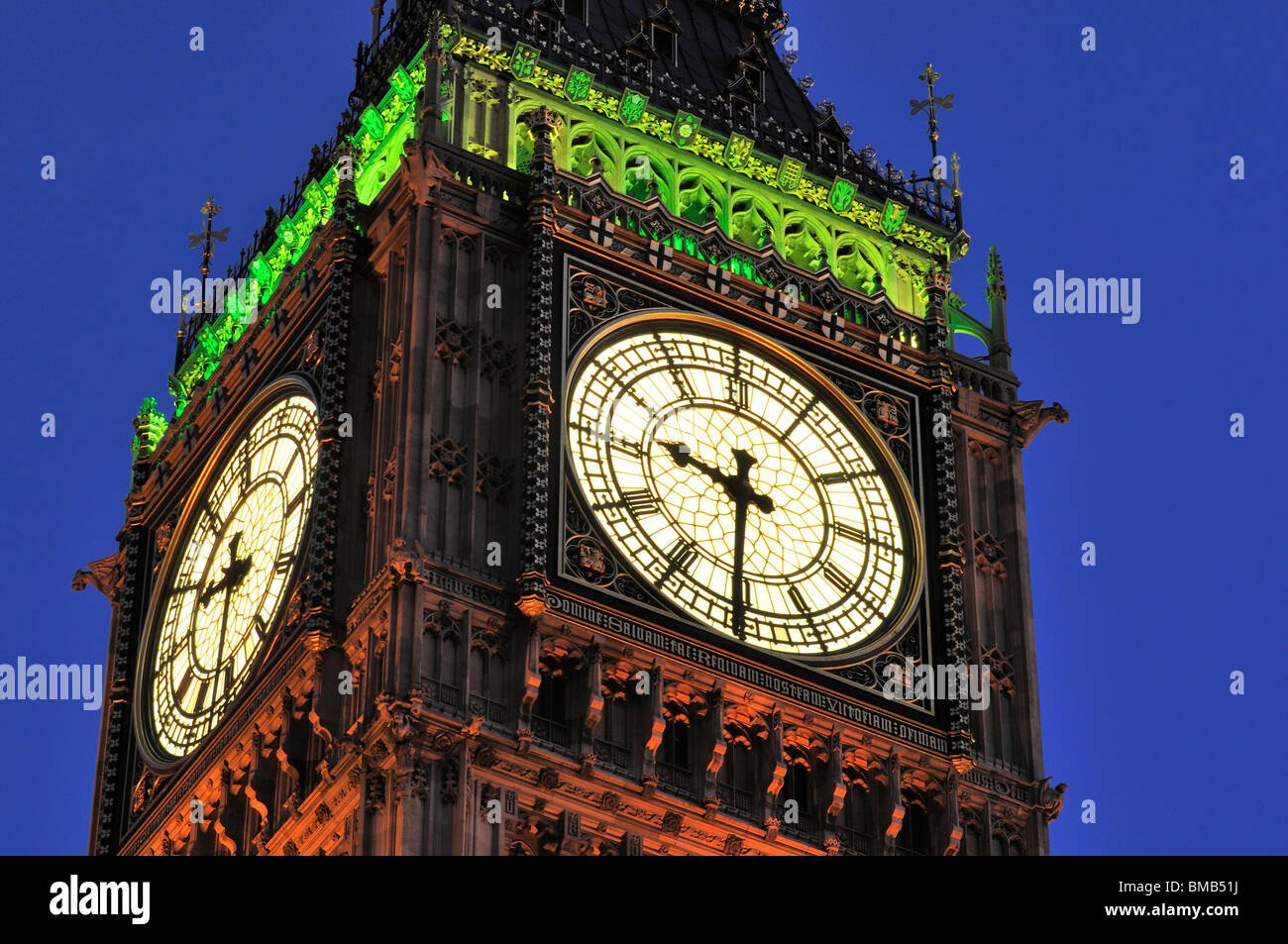 Elizabeth torre, Big Ben torre del reloj, Casas del Parlamento, Palacio de Westminster, Londres, Reino Unido Foto de stock