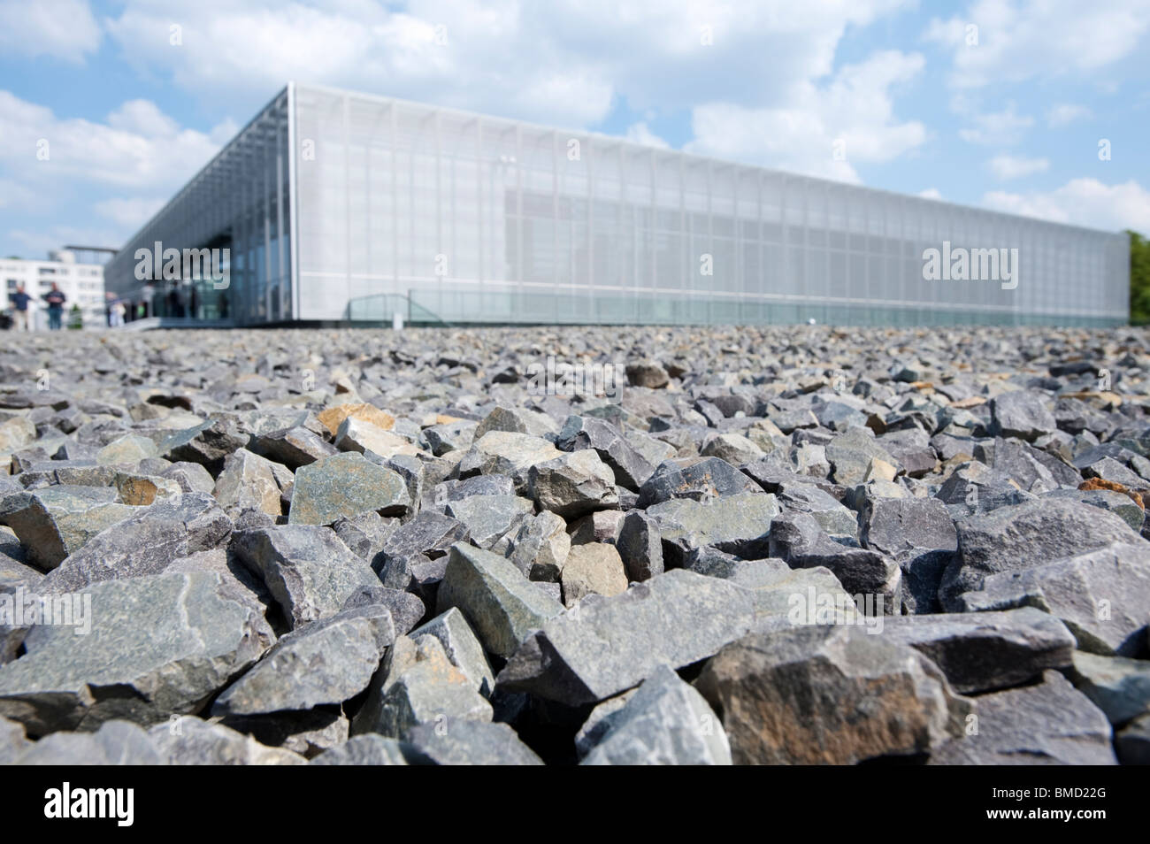 Nuevo centro de exposiciones en Topographie des terrores el sitio del antiguo cuartel general de la policía de la Gestapo en Berlín, Alemania Foto de stock