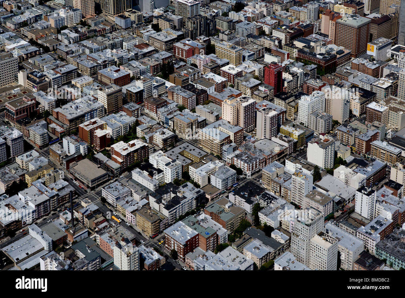 Foto aérea edificios residenciales en San Francisco, California Foto de stock