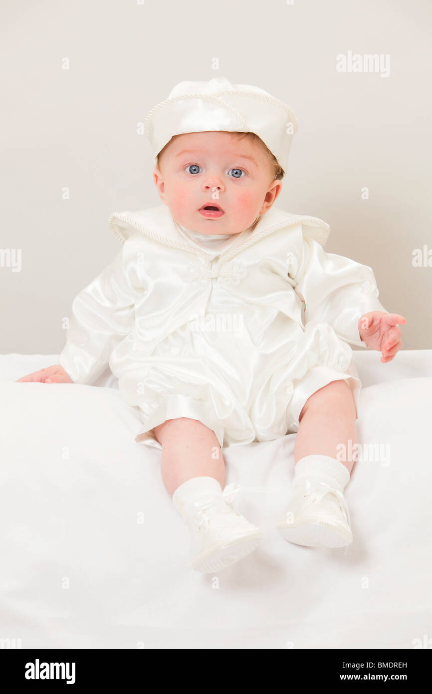Traje bautismal blanco George con gorra Ropa Ropa para niño Ropa de bebé para niño Trajes 