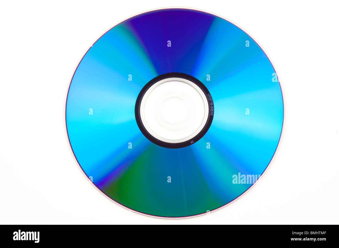 CD en blanco azul, aislado sobre fondo blanco. Foto de stock