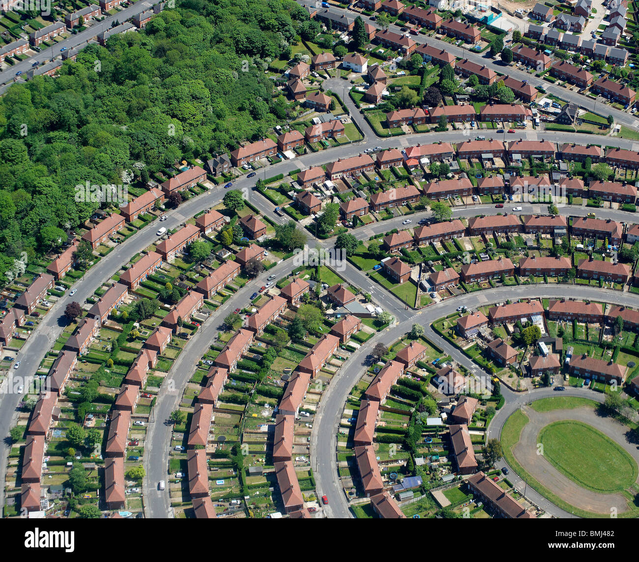 Gran Bretaña suburbana, autoridad local Estate, Nottingham East Midlands, Inglaterra, Reino Unido. Foto de stock