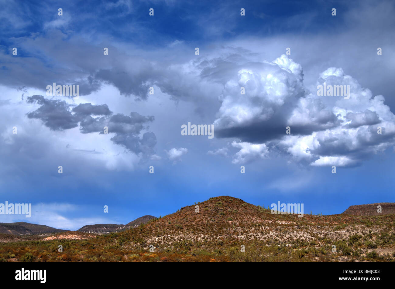 Edificio de tormenta en el desierto de Arizona EE.UU. Foto de stock