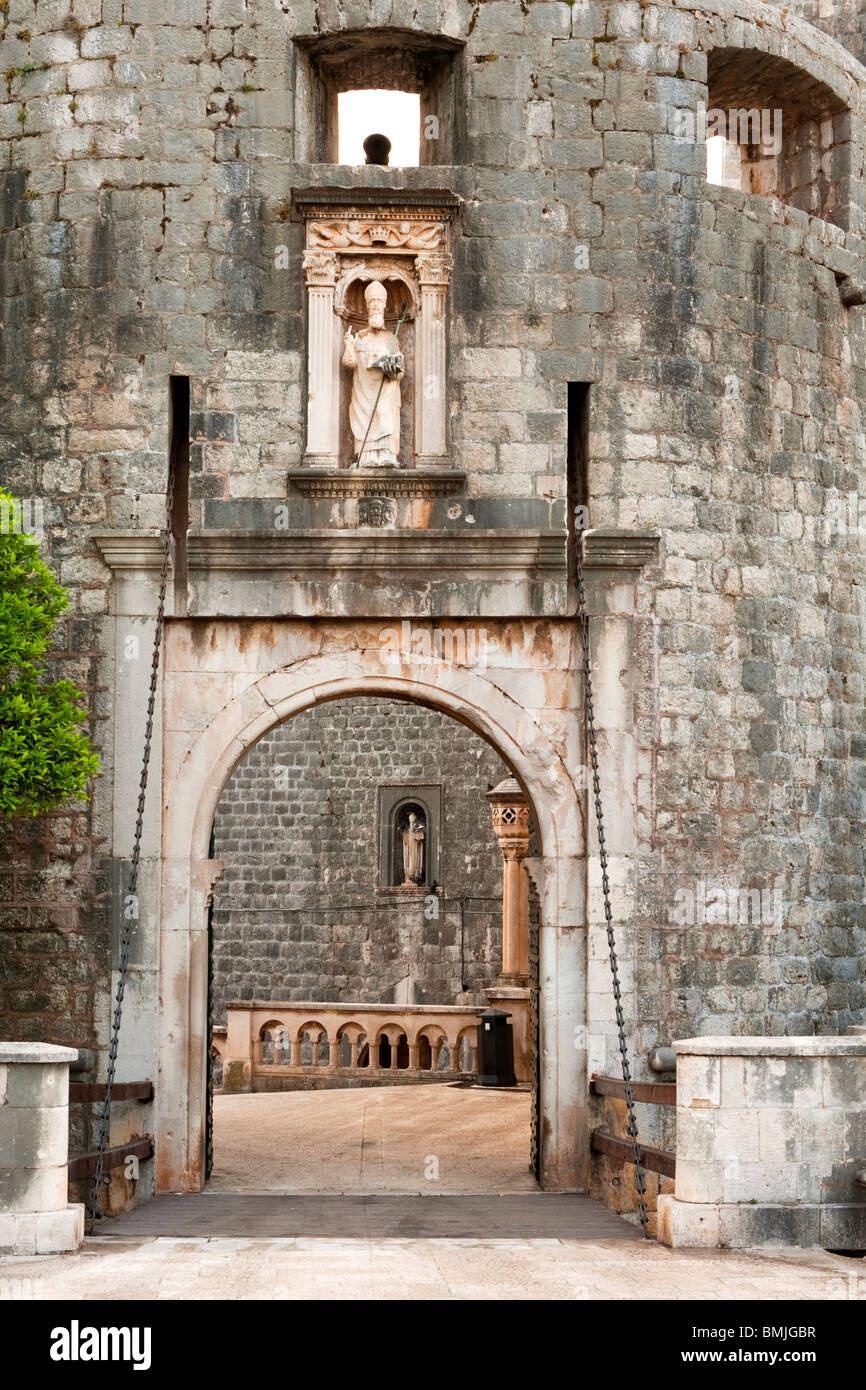 Detalle de la Puerta Pile, Dubrovnik, Croacia Foto de stock