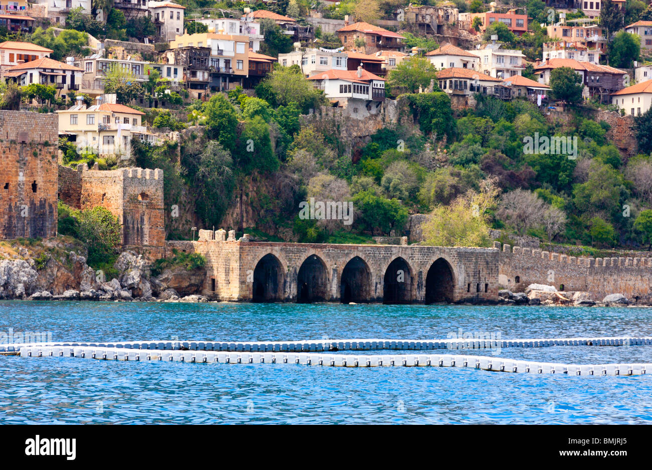 Las ruinas del histórico astillero de Alanya, Turquía Foto de stock