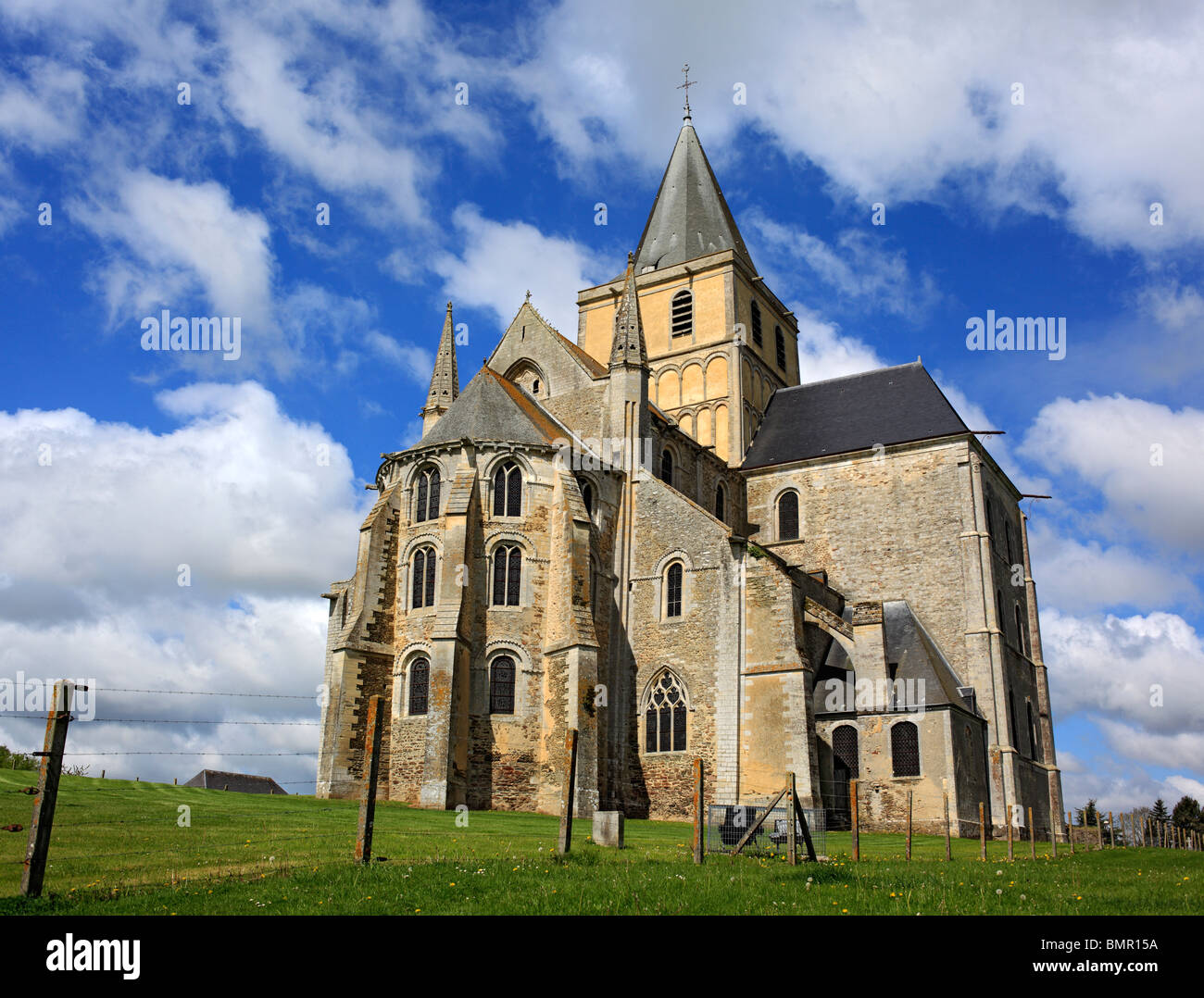 La iglesia de la abadía, Cerisy-la-Foret, departamento de Manche, Baja Normandía, Francia Foto de stock