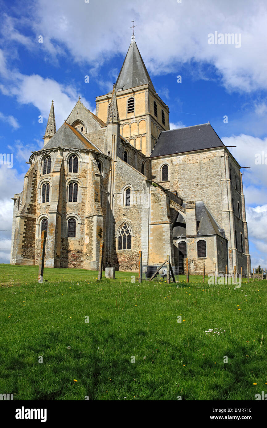 La iglesia de la abadía, Cerisy-la-Foret, departamento de Manche, Baja Normandía, Francia Foto de stock