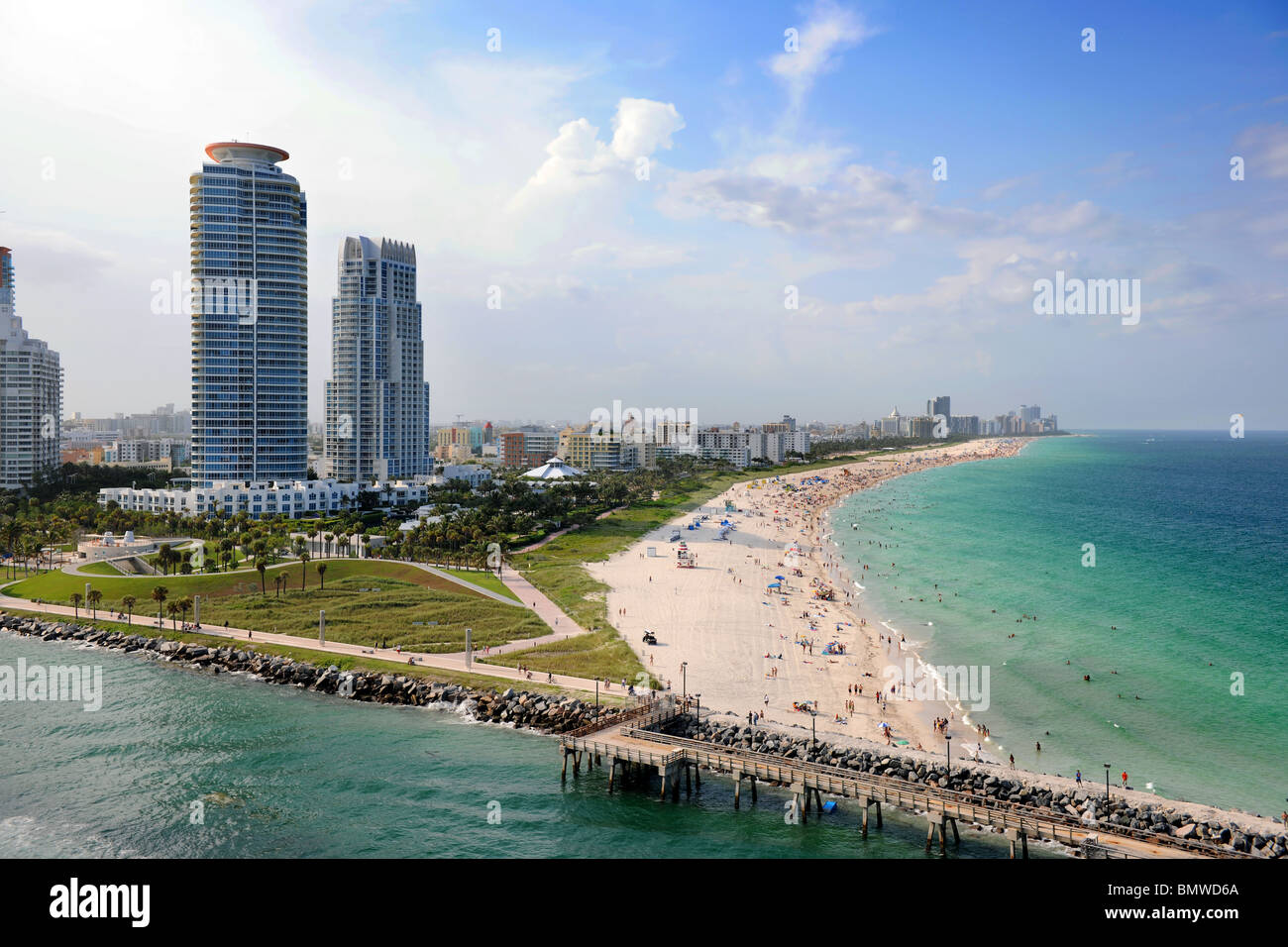 Vista aérea del sur de Miami Beach. Foto de stock