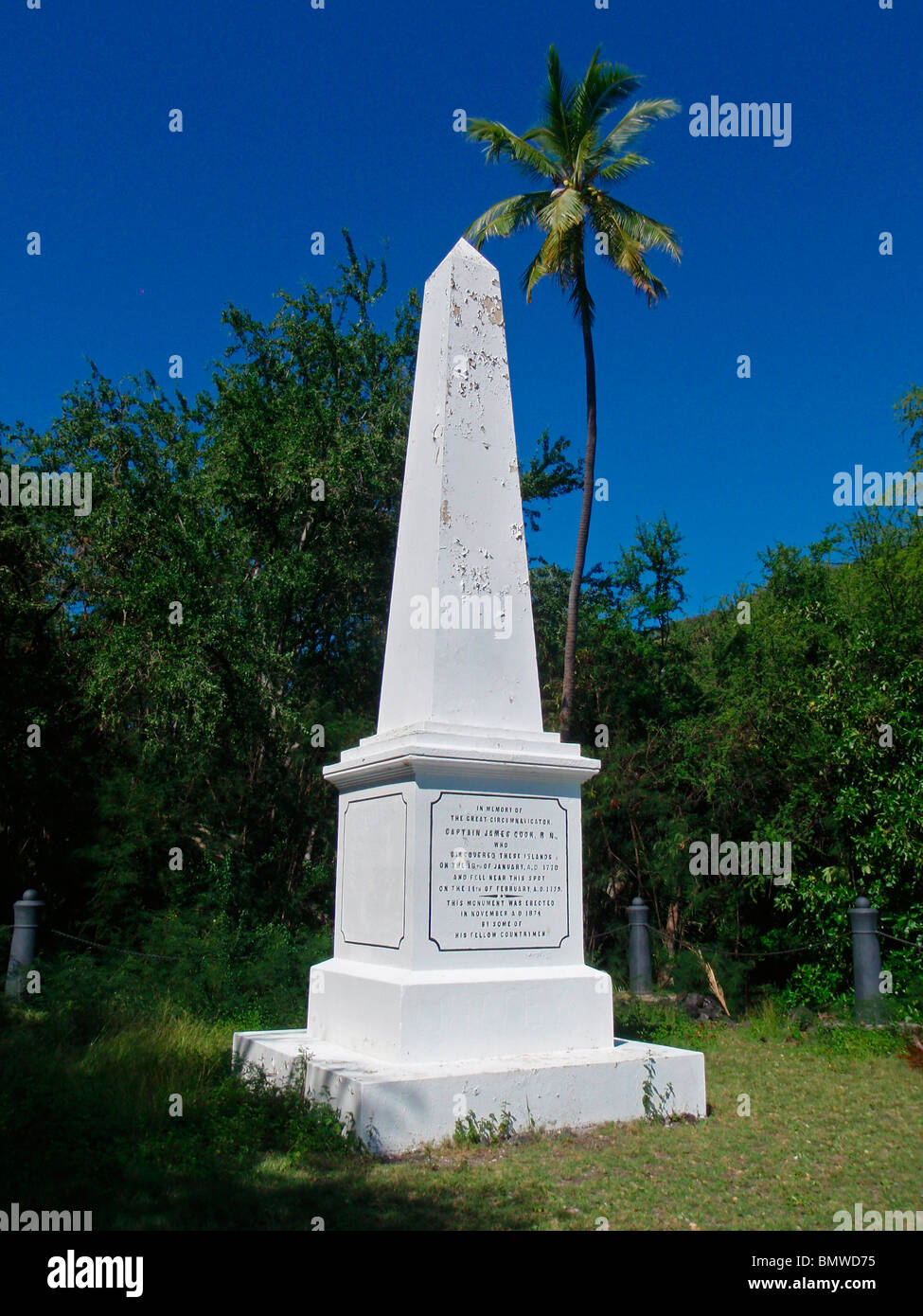 El Capitán James Cook memorial Kealakua Bay Hawai EE.UU. Foto de stock