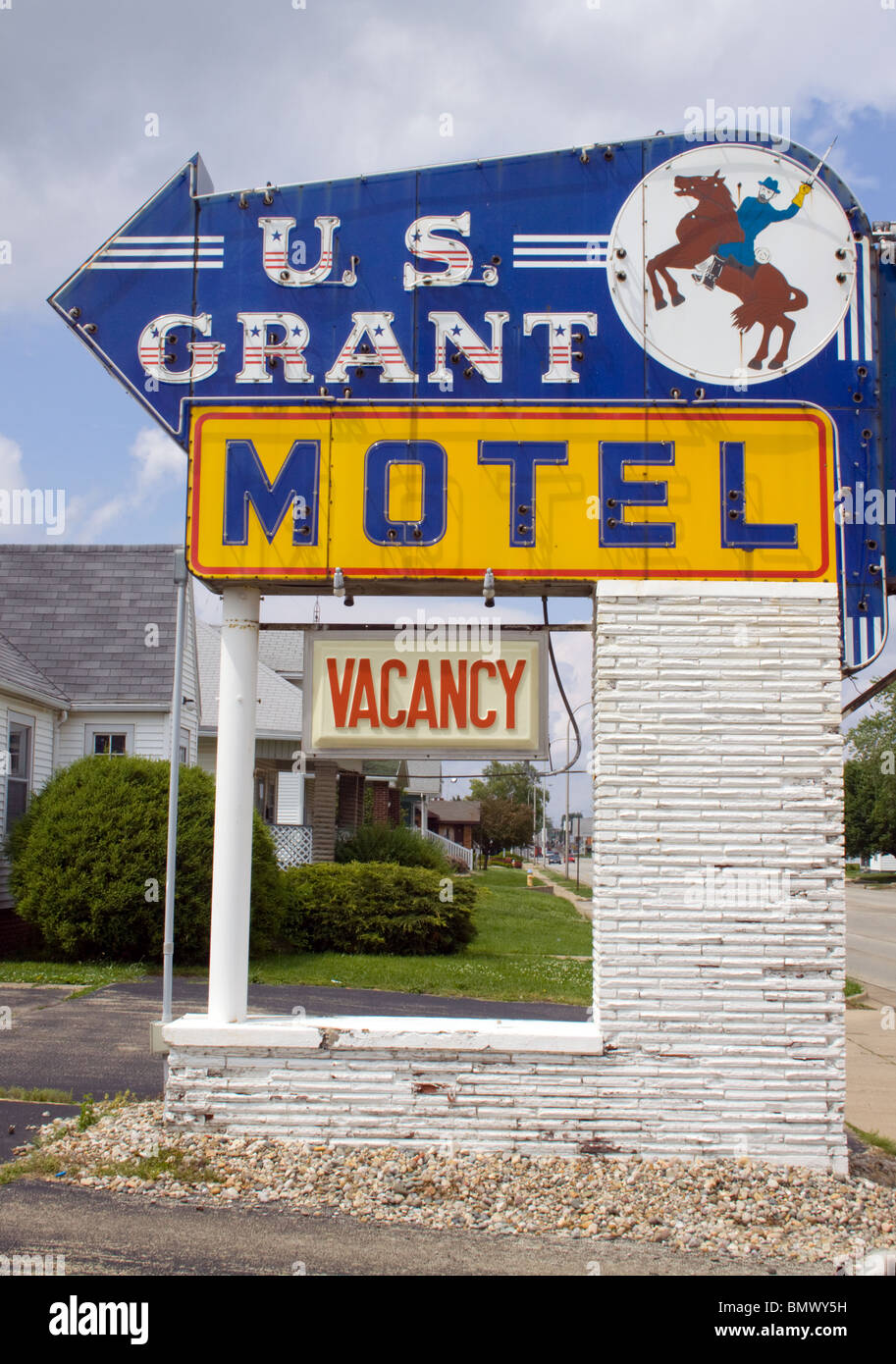 US Grant Hotel firmar en Mattoon, Illinois Foto de stock