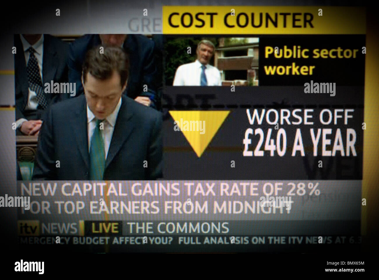La presentación del presupuesto en la cámara de los Comunes, en Londres, Reino Unido. George Osborne, el canciller conservador del exchequor Foto de stock