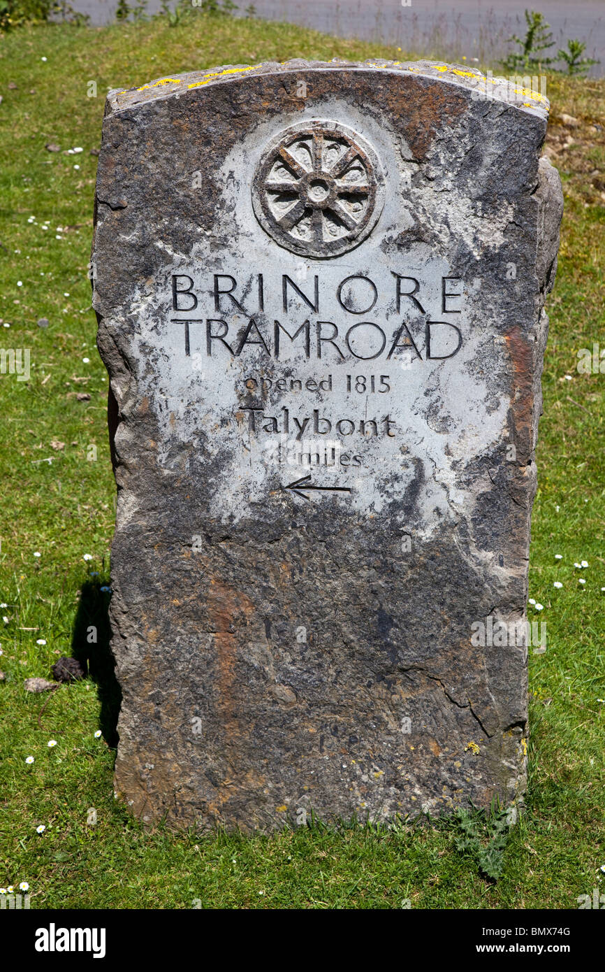 Indicador de piedra tramroad Brinore Trefil Gales UK Foto de stock
