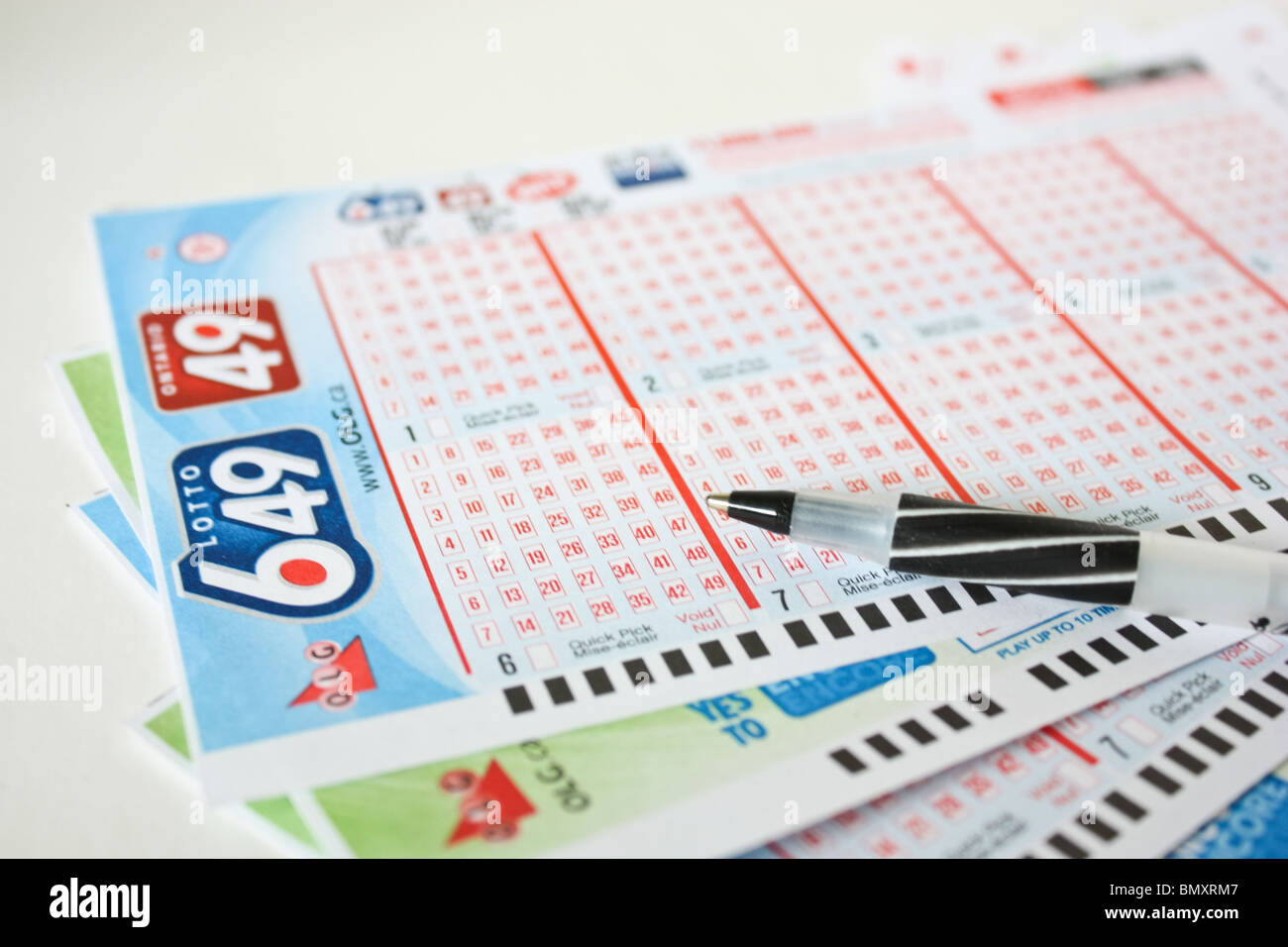 Pila juego de lotería entretenimiento ticket gamble pen Foto de stock