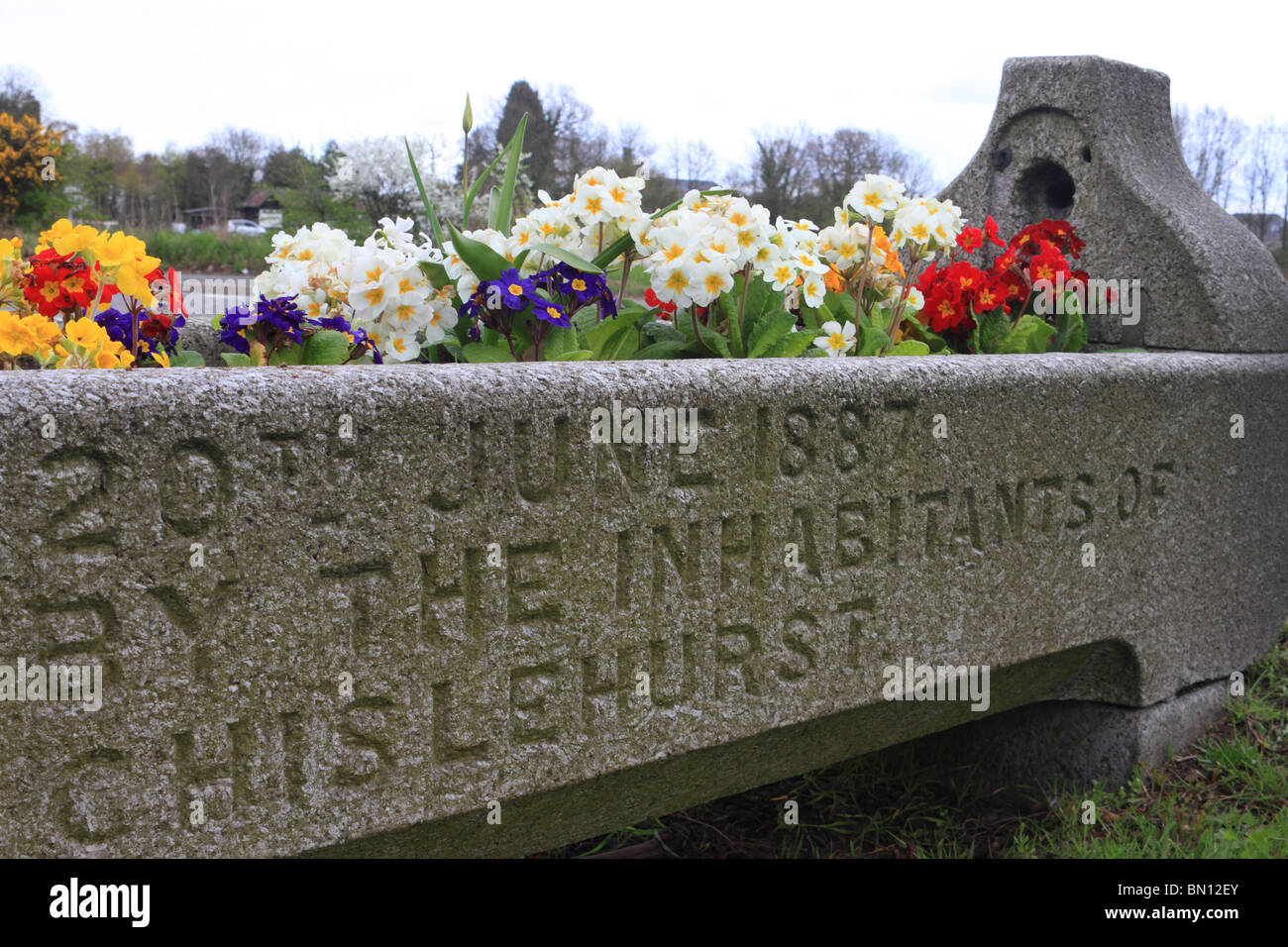 Ganado victoriano plantado con flores, Chislehurst, Kent, Foto de stock