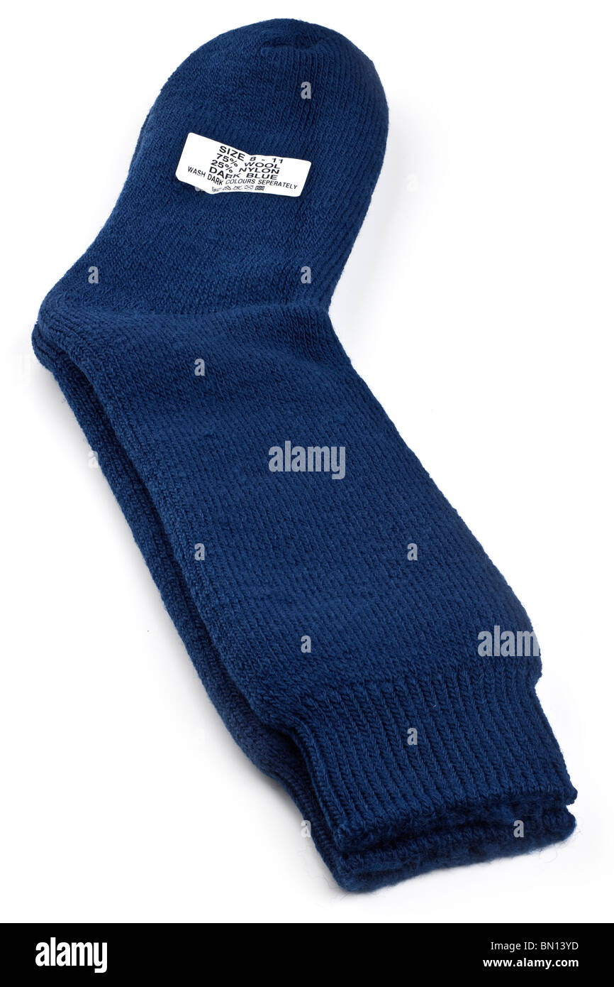 Par de mens tamaño 8 a 11 lana y nylon grueso muslo Calcetines azul oscuro Foto de stock