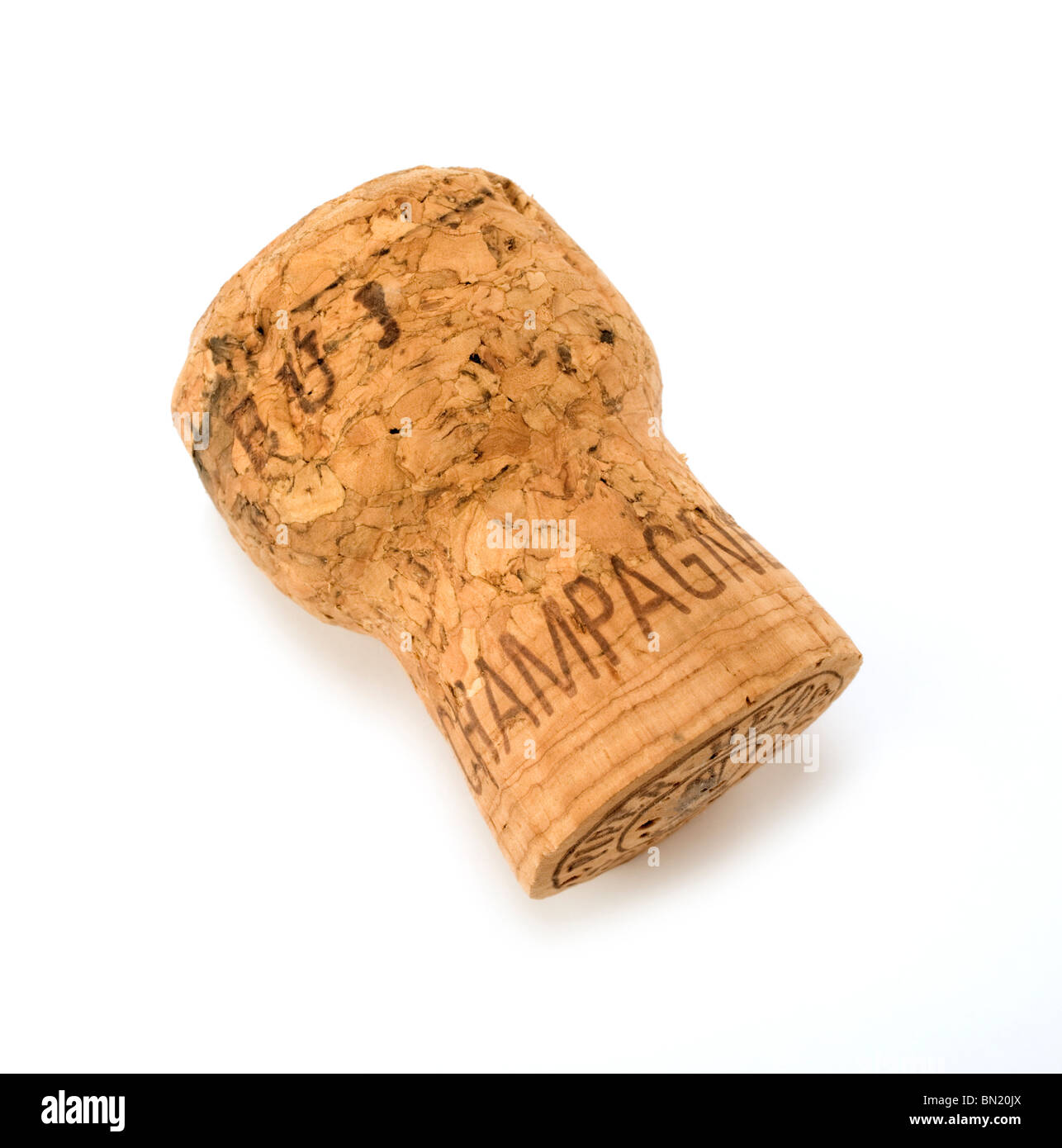 Champagne cork en blanco tierra Fotografía de stock - Alamy