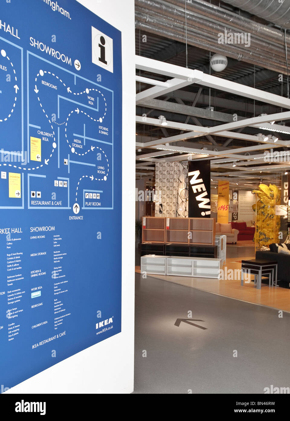 Ikea nottingham retail showroom mapa plan tienda minorista de muebles