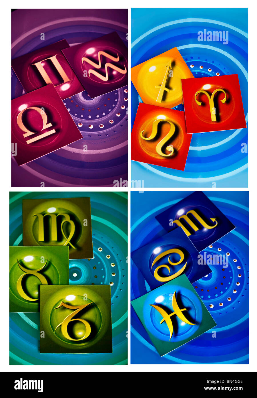 Conjunto de tarjetas de los cuatro elementos de la astrología agua