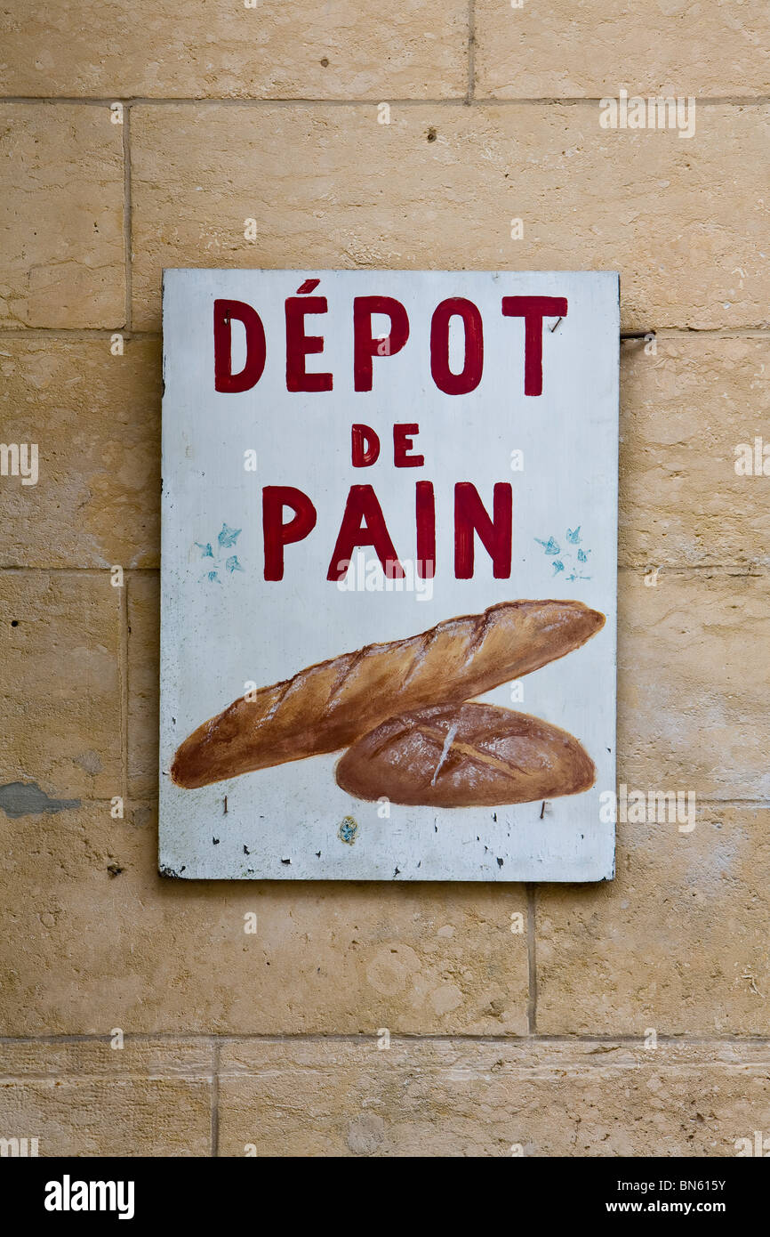 Signo de panadería, Dordogne, Francia Foto de stock