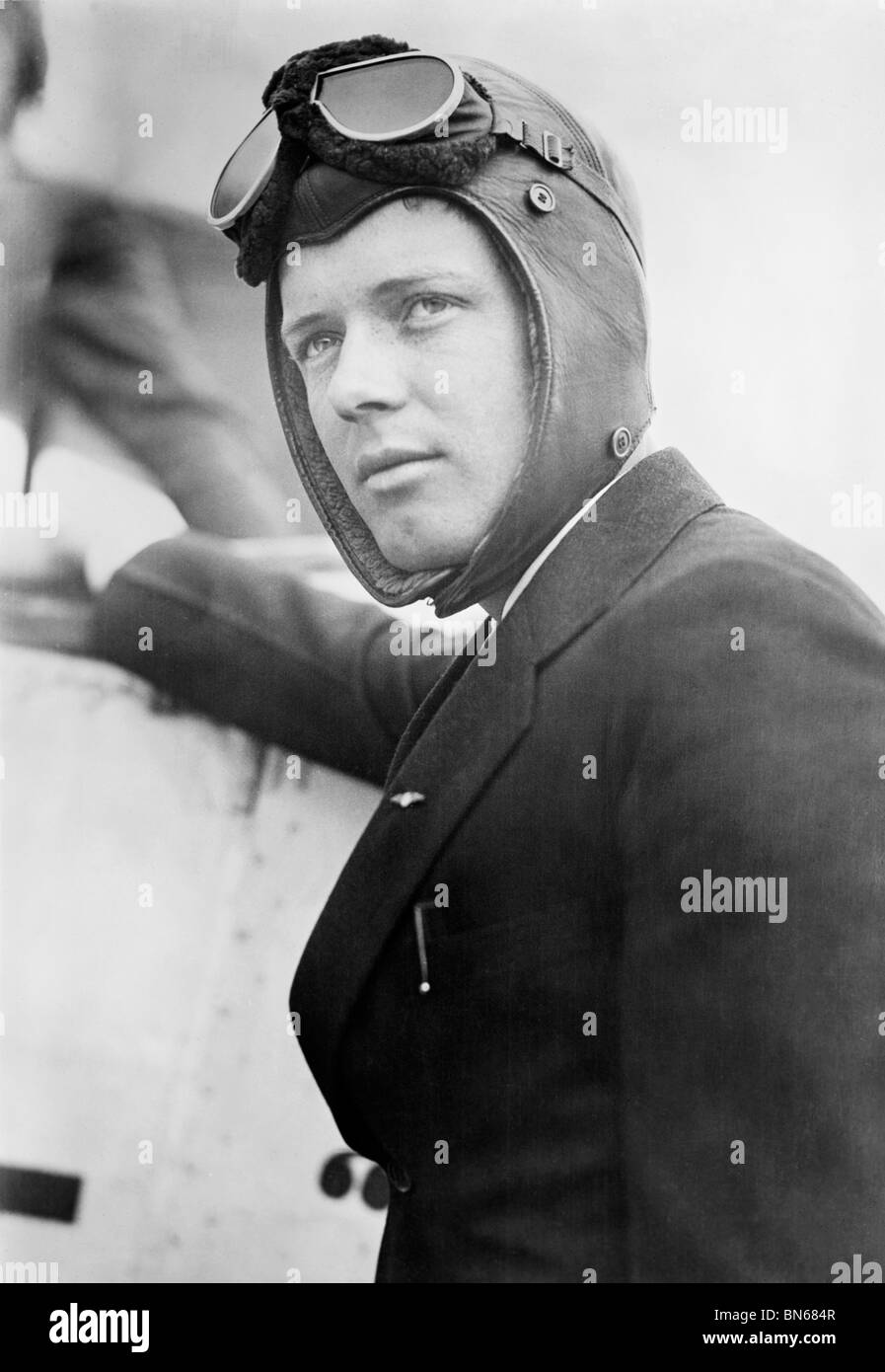 El aviador Charles Lindbergh (1902 - 1974) - famosa por hacer el primer solo vuelo non-stop a través del océano atlántico (1927). Foto de stock