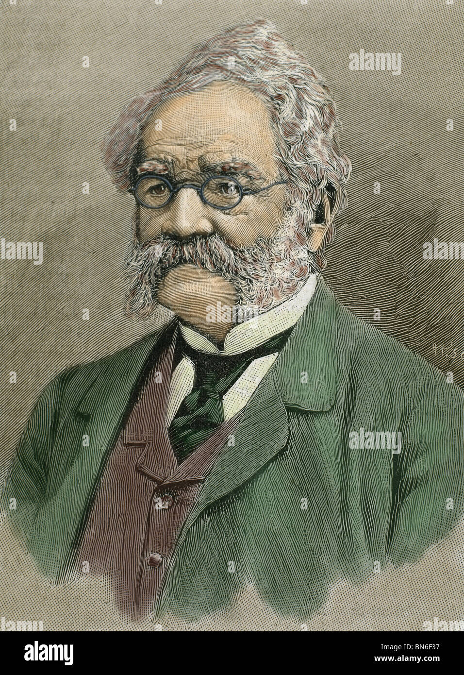 Siemens, Werner von (Lenthe, 1816-Charlottenburg, 1892). Ingeniero alemán. Grabado del siglo xix. Foto de stock