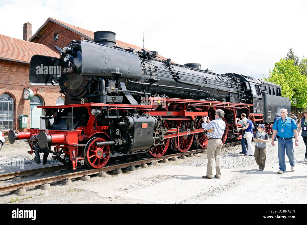 Locomotoras de vapor en el "Museo de la locomotora de vapor alemán', Neuenmarkt, Baviera, Alemania. Foto de stock