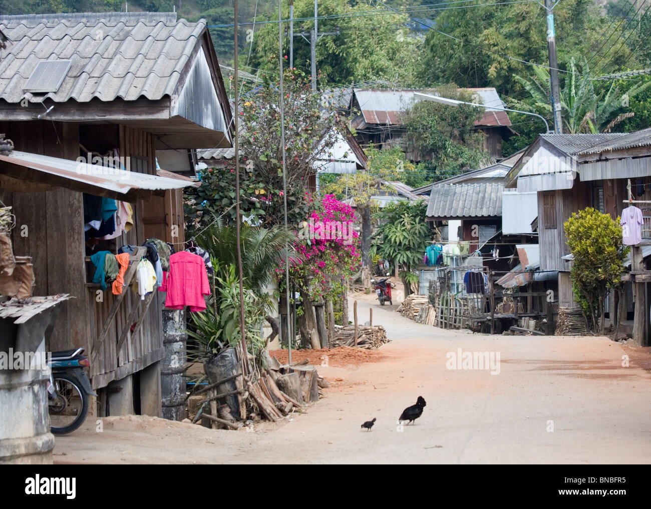 Típica aldea karen, la prohibición, la provincia de Mae Hong Son, Tailandia Foto de stock