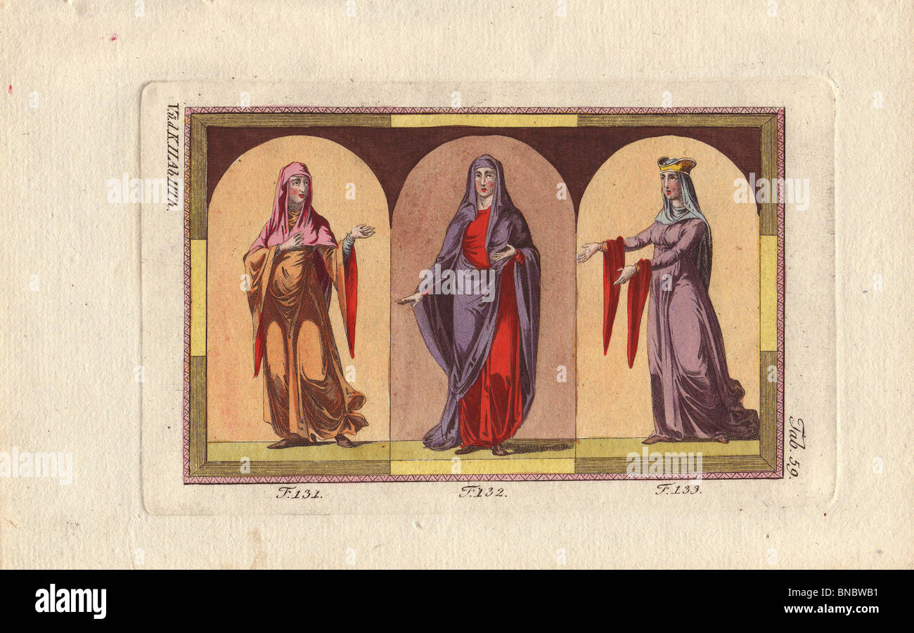 La vestimenta femenina normanda del siglo XII Fotografía de stock - Alamy