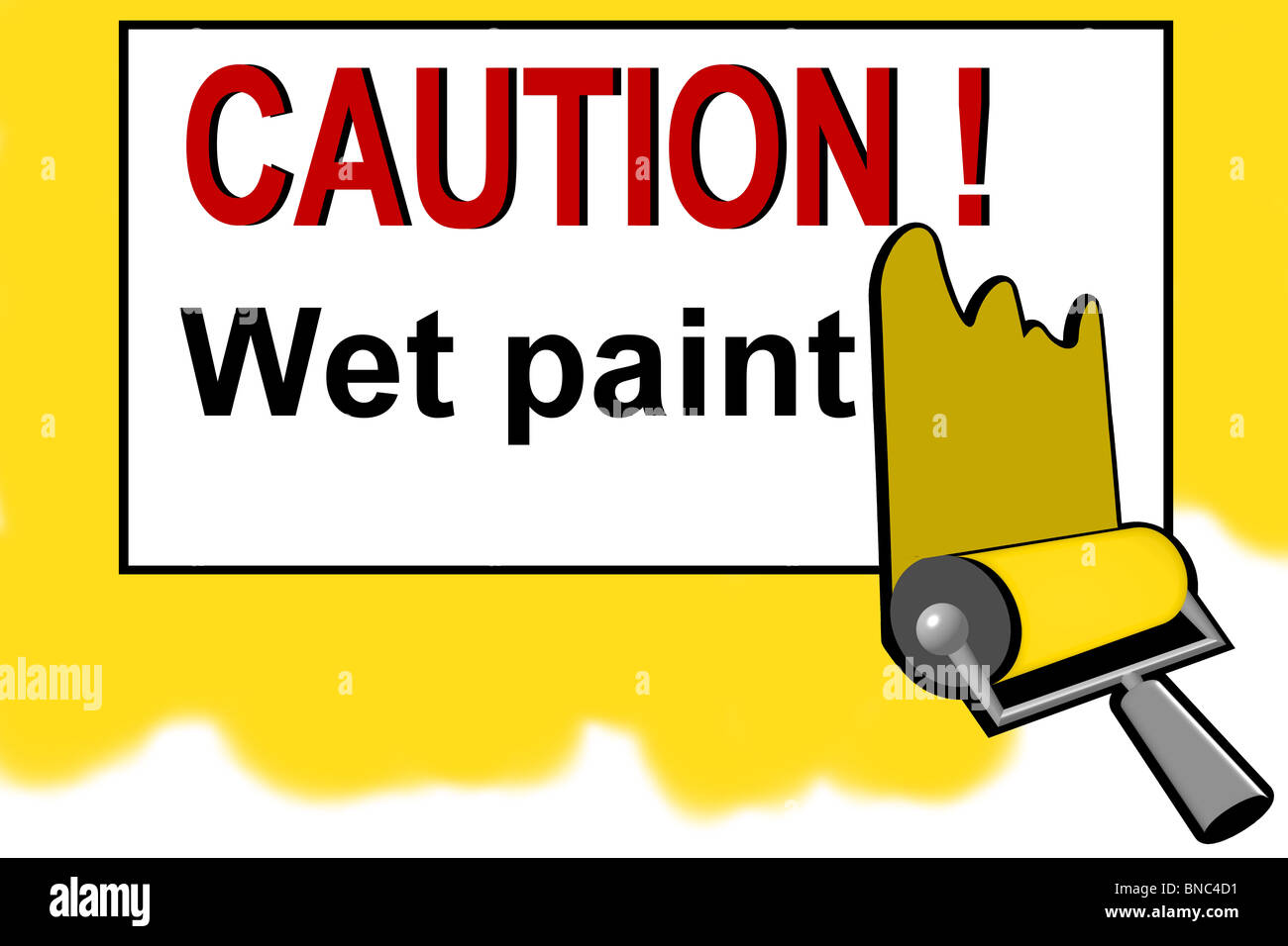 Precaución - pintura mojada señal de advertencia Fotografía de stock - Alamy