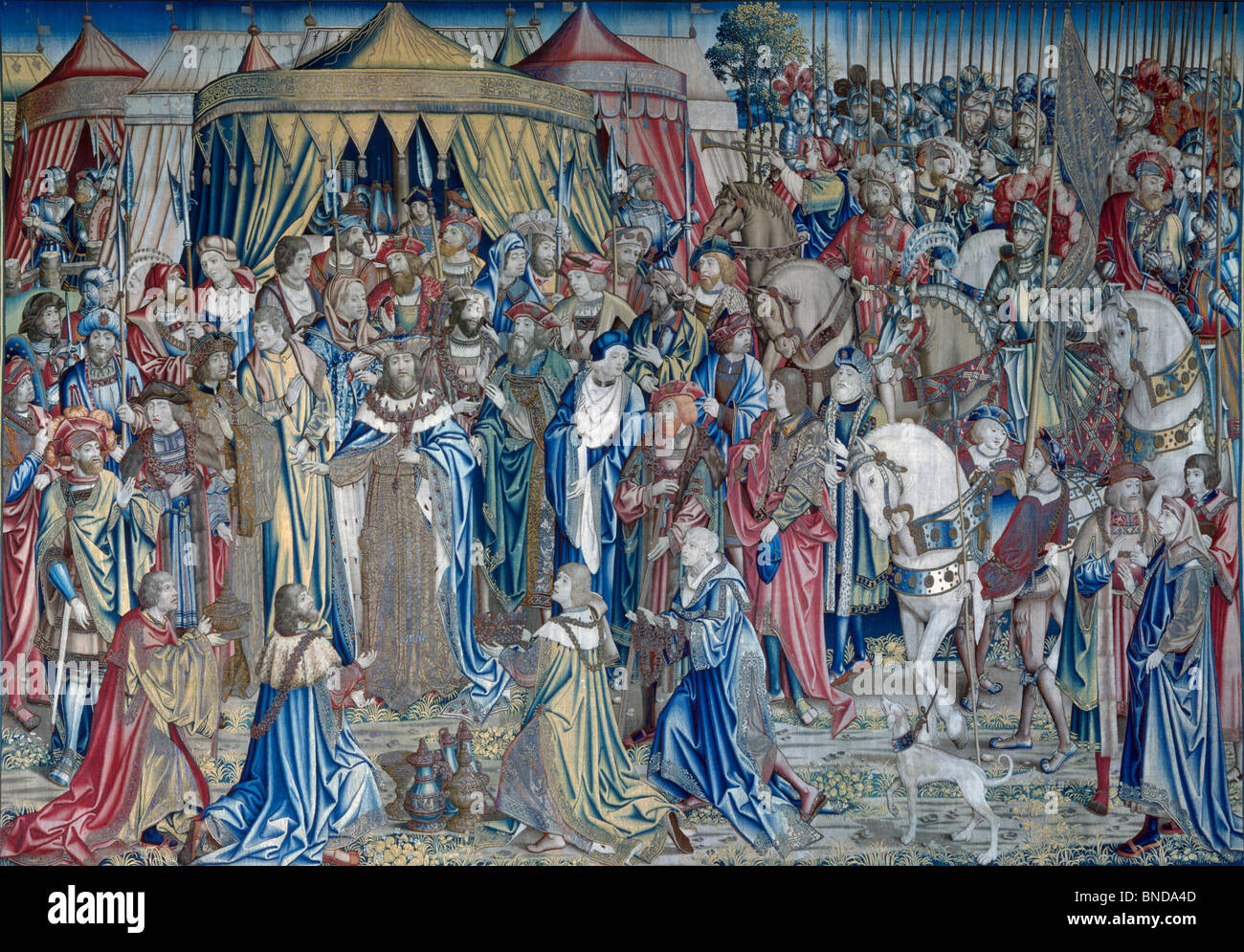 David y Betsabé (presentación de los elementos de la Soberana derrota), tapices, Francia, Ecouen, Musee Nationale de la Renaissance Foto de stock