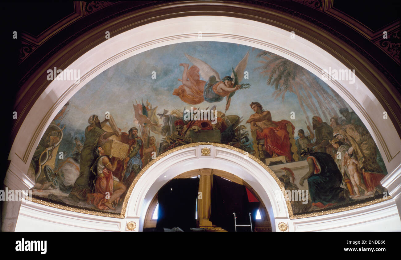 Francia, Paris, Palais du Luxembourg, la biblioteca del Senado francés, techo fresco por Eugène Delacroix, (1798-1863) Foto de stock