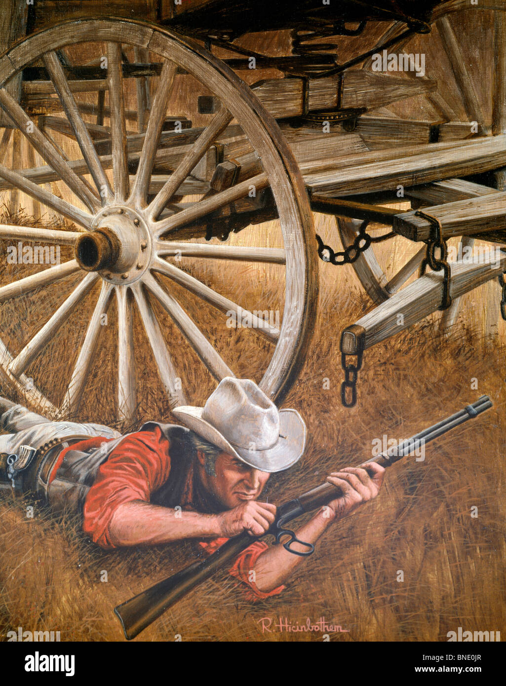 Cowboy recargar un fusil Foto de stock